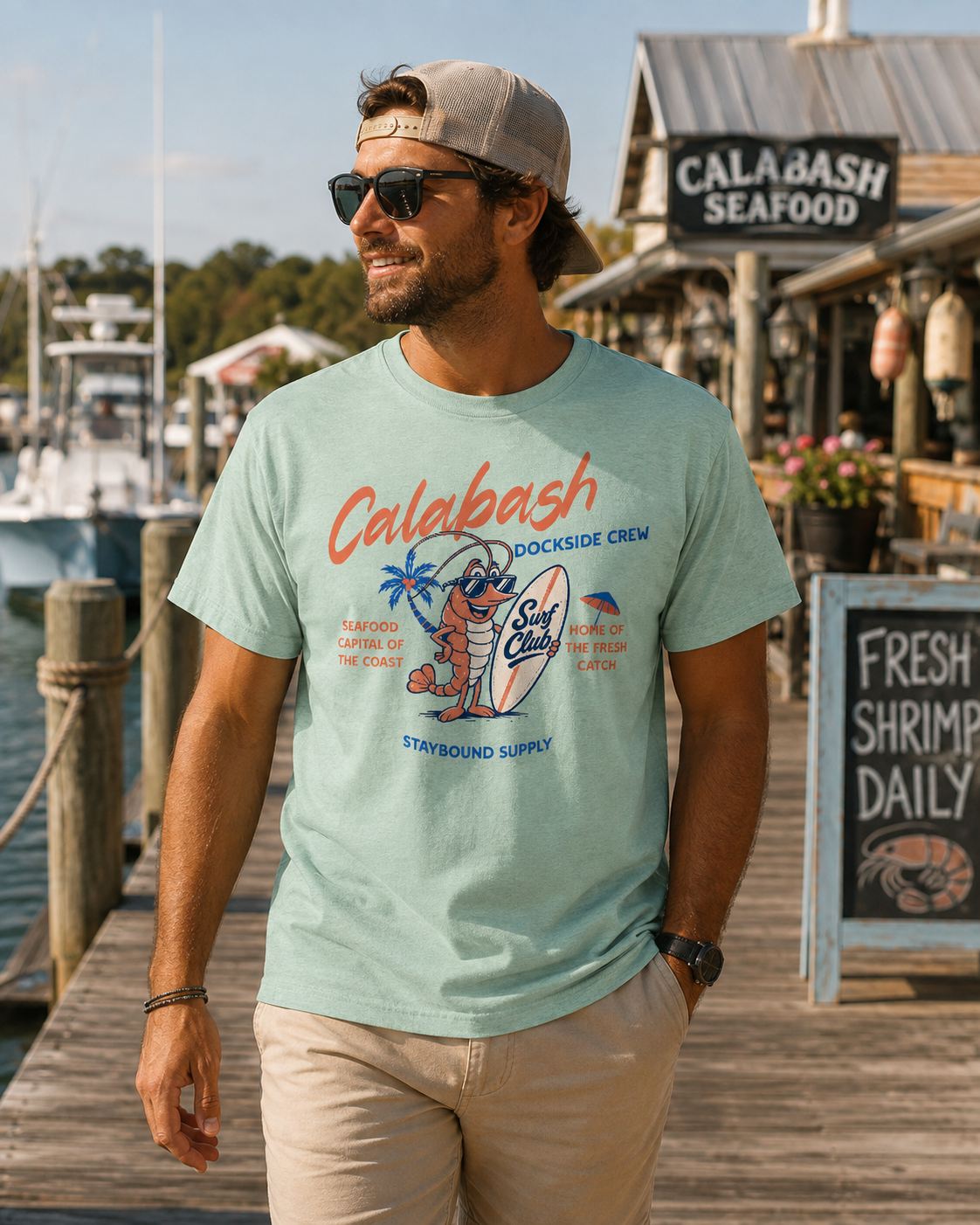 Calabash Dockside Crew T-Shirt | Seafood Capital of the Coast Tee